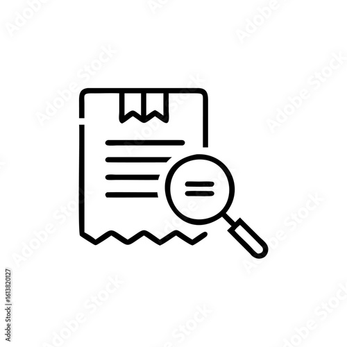 Outline icon a receipt with a magnifying glass invoice document 1