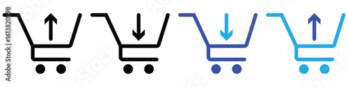 Shopping Cart Action Icons Set, Add and Remove Products
