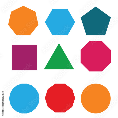 Geometric shapes in different colors