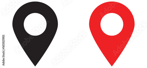 Black Location Pictograms – Pinpoint and Geo Position Icons for Digital Design