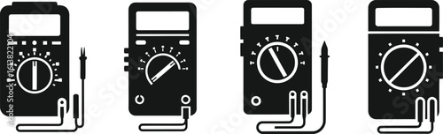 Multimeter Silhouette Icon Vector Set - Electrical Measurement Tool