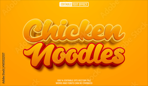 Editable 3d text style effect - Chicken Noodles text effect Template