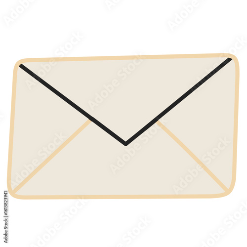 Flat mail envelope icon, used to represent email, communication, letter, or postal service.