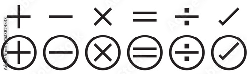 Business and Finance Math Icons – Vector Set of Calculating Symbols for Profit and Loss