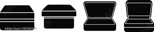 Jewelry Box Silhouette Icon Vector Set - Precious Keepsake Container