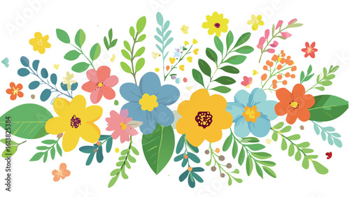 Elegant Floral Decoration Design with Flowers, Leaves, and Botanical Elements, Perfect for Wedding Invitations, Greeting Cards, Home Decor, and Nature-Inspired Projects