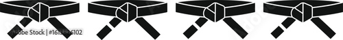 Karate Belt Silhouette Icon Vector Set - Martial Arts Achievement