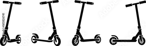 Kick Scooter Silhouette Icon Vector Set - Urban Commuter Ride