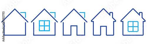 Minimalist House Icon Collection for Website, Mortgage, and Local Map Use