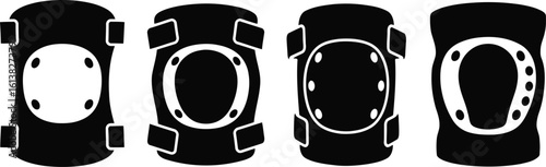 Knee Pad Silhouette Icon Vector Set - Protective Safety Gear