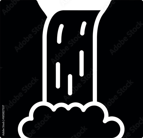 Black and white waterfall icon