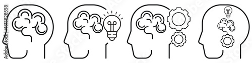 Mental Process and Decision-Making Icons – Brainstorming, Strategy, and Solutions