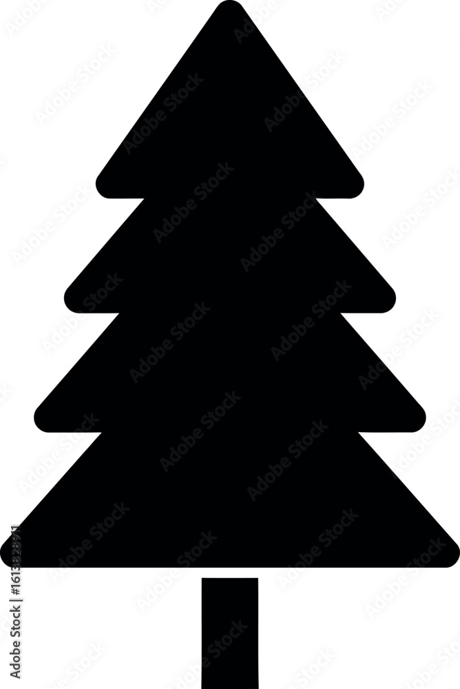 Obraz premium Minimalist black fir tree silhouette icon