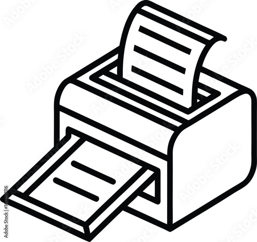 Vector art of a printer is ejecting a document, ready to deliver important information to its recipient