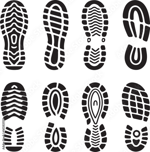 Black and white shoe prints footprints illustration