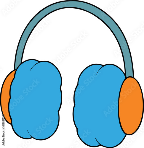 ear muffs with padded sides vector illustration on transparent background
