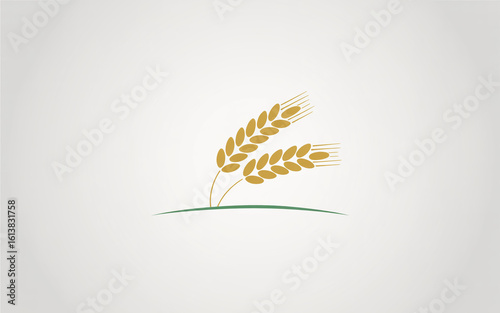 A minimalist logo design featuring two golden wheat stalks against a white background.