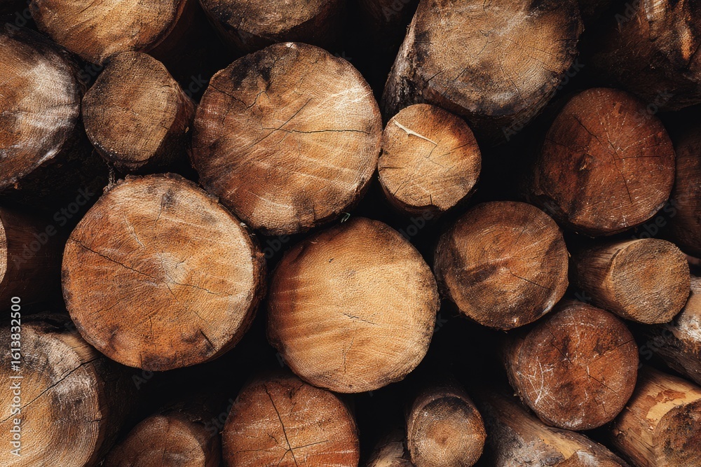 Stacked logs close up. A natural wood texture Stacked logs close up. A natural wood texture