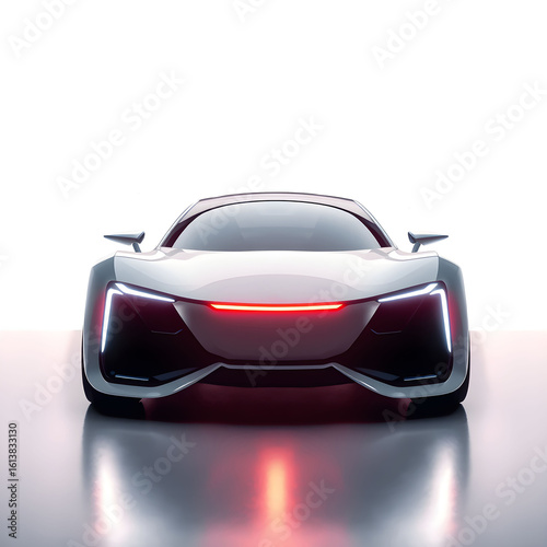Futuristic electric car on a light background
