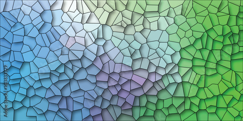 Abstract colorful mosaic tile texture with gradient effect and black outlines displaying geometric forms ideal for backgrounds