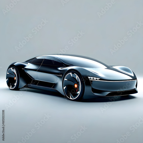 Futuristic electric car on a light background