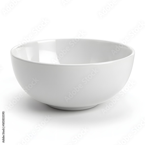 Simple White Cereal Bowl 3D Rendering Isolated On White Background