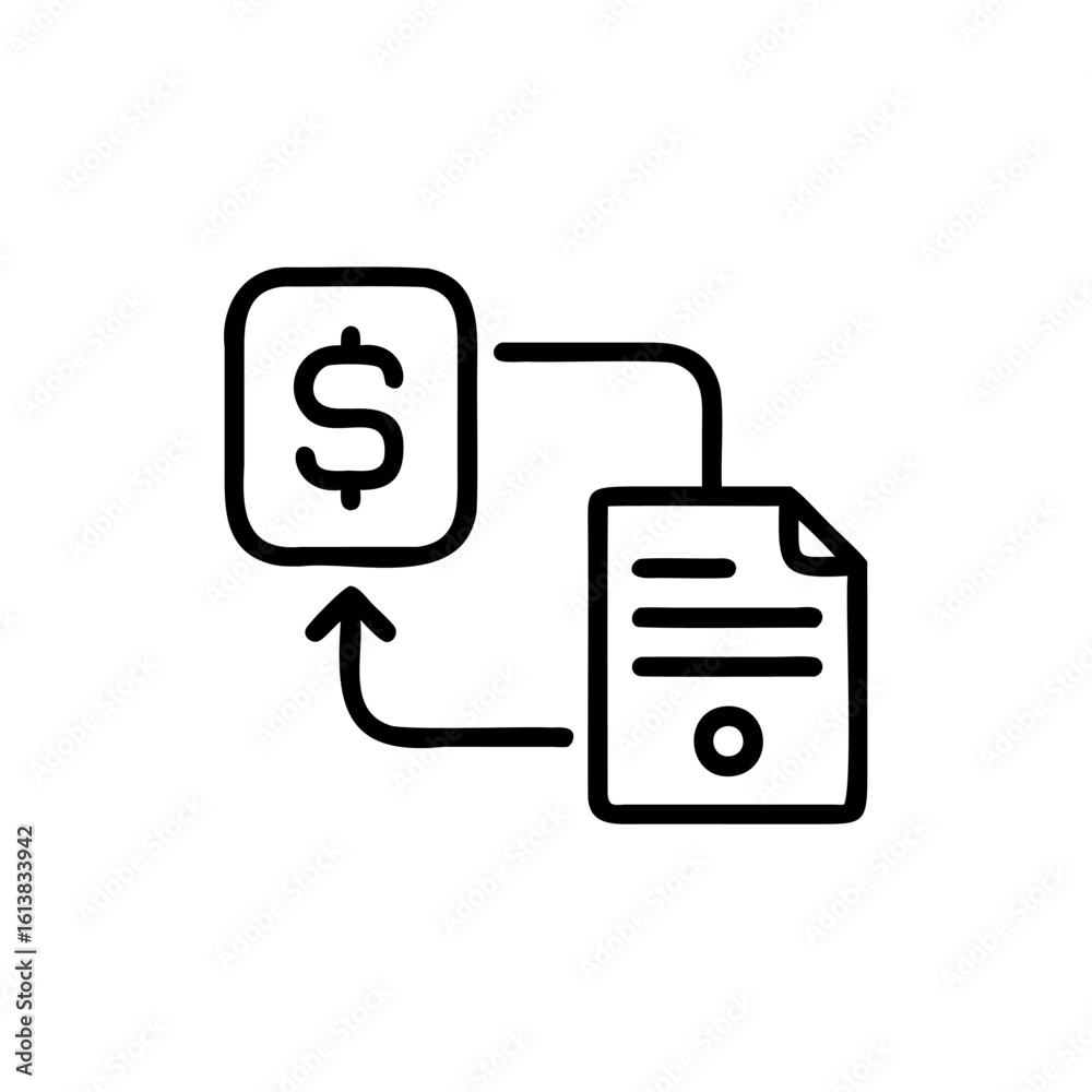 Obraz premium Outline icon dollar symbol document with transfer arrow money finance