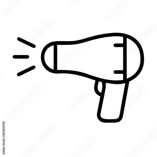 Hair dryer icon blowing air on a white background for household appliance concept