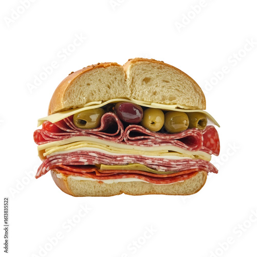 Muffuletta isolated on white background 