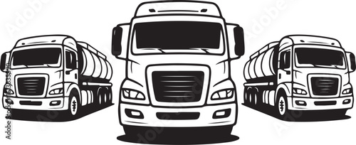 Tank Truck Sketch Icon Collection – Hand Rendered Line Art Vectors for Transportation