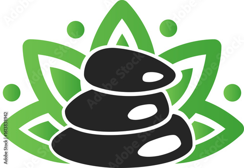 Spa stones black and green vector illustration