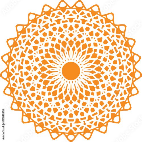 Orange mandala decorative festive element vector