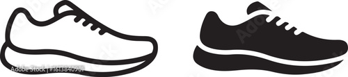 Running shoes vector silhouette icons set