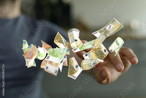 Image of euro banknotes fal...