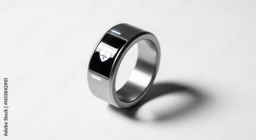 Sleek silver band ring with a modern design and reflective surface Sleek silver band ring with a modern design and reflective surface