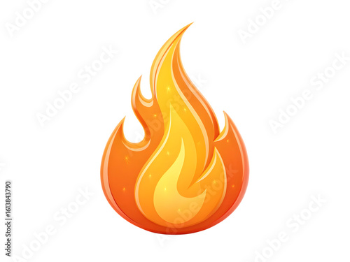 Vibrant Cartoon Fire Icon Against Black Background