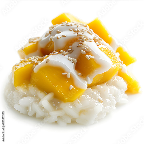 Mango Sticky Rice with Sesame Seeds and Coconut Cream