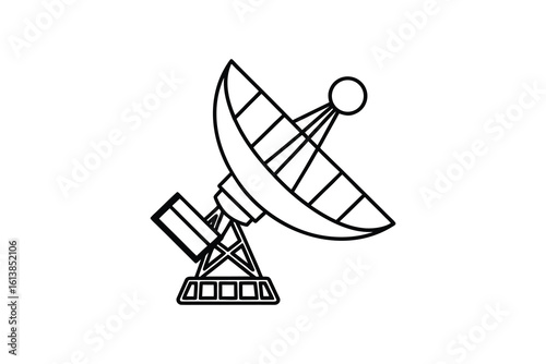 Satellite Dish Antenna for Communication and Technology Radio Telescope Silhouette Style