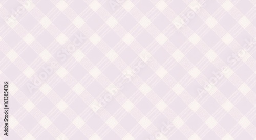 Pale lilac and cream diagonal plaid pattern gingham