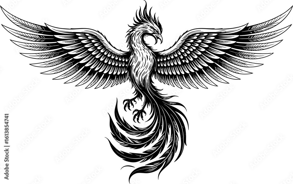 Obraz premium Phoenix With Spread Wings bird mythical