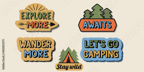 Adventure and camping themed motivational stickers