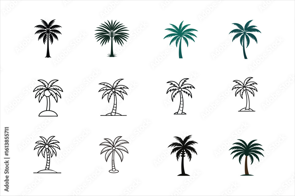 Fototapeta premium palm trees set