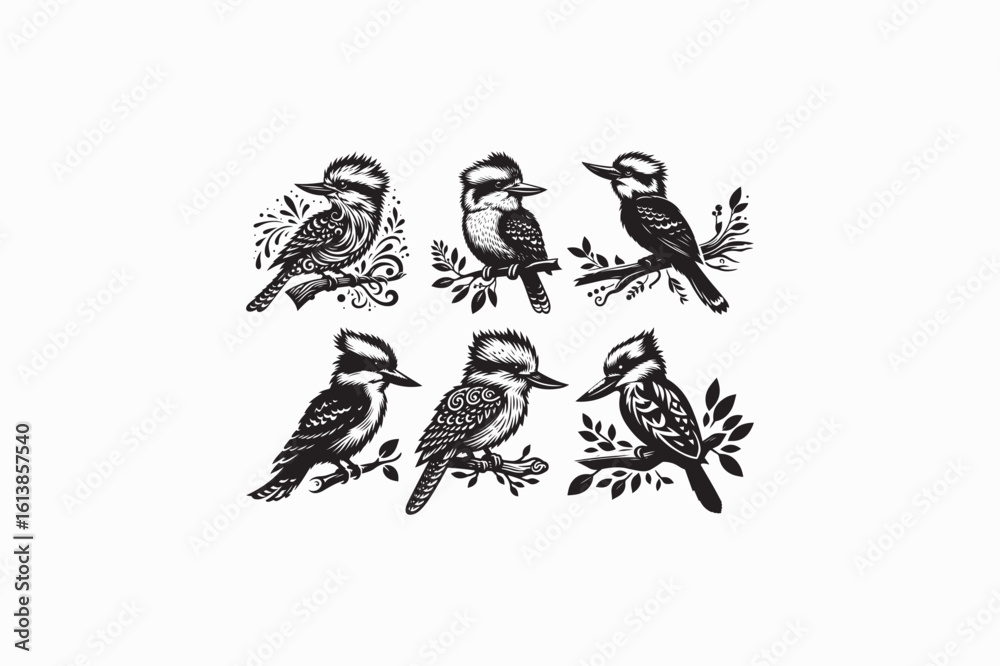 Obraz premium Kookaburra bird vector silhouettes image made by adobe illustrator.