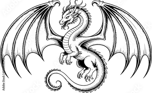 Mythical Dragon with Large Wings mythical creature