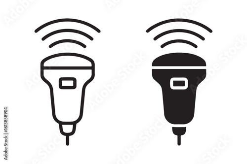 Medical ultrasound probe icon with sound waves vector