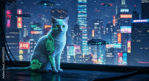 Futuristic city cat