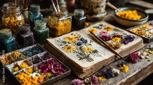   A table laden with diverse flower arrangements alongside jars brimming with various floral assortments