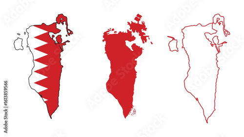 Set of Bahrain map isolated on white background, vector illustration design