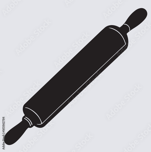 rolling pin silhouette vector art illustration, rolling pin isolated on white