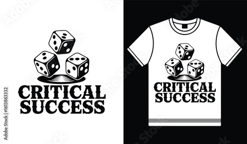 Set of Dice Illustrations in Black and White, Vector Graphic For T-Shirt Design

